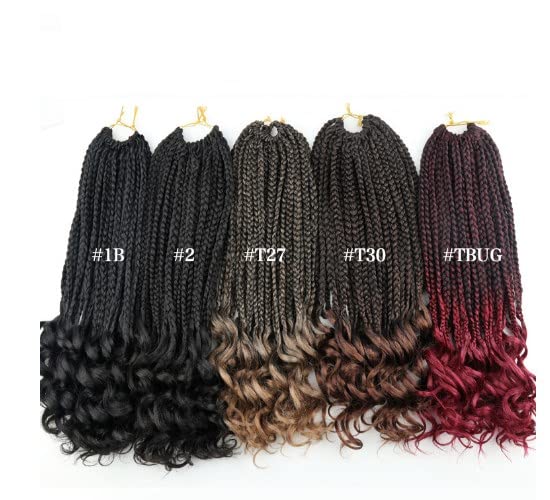 Hair Bungees Fiber Crochet Hair With Three Braids Wrapped Around The Tail Box Braids Curly Ends Horsetail Wig Hair Bundles with Frontal per Plucked (Brown, One Size)