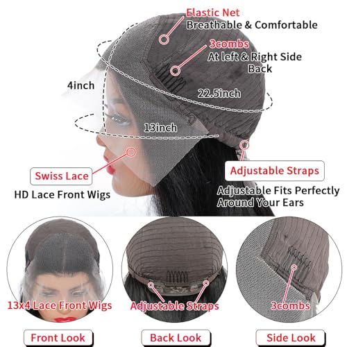 30 Inch Deep Wave Lace Front Wigs Human Hair 13x4 HD Lace Front Wigs Human Hair Pre Plucked 180% Density Deep Curly Human Hair Wig Wet and Wavy Glueless Frontal Human Hair Lace Front Wigs for Women