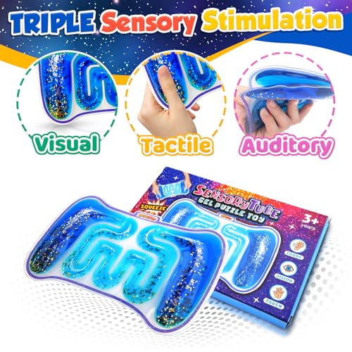 Squishy Sensory Toys for Kids - Fidget Sensory Toys for Autistic Children Special Needs, Sensory Toys for Kids with Autism - Sensory Fidget Toys with Filled Goo for Calming Down Classroom