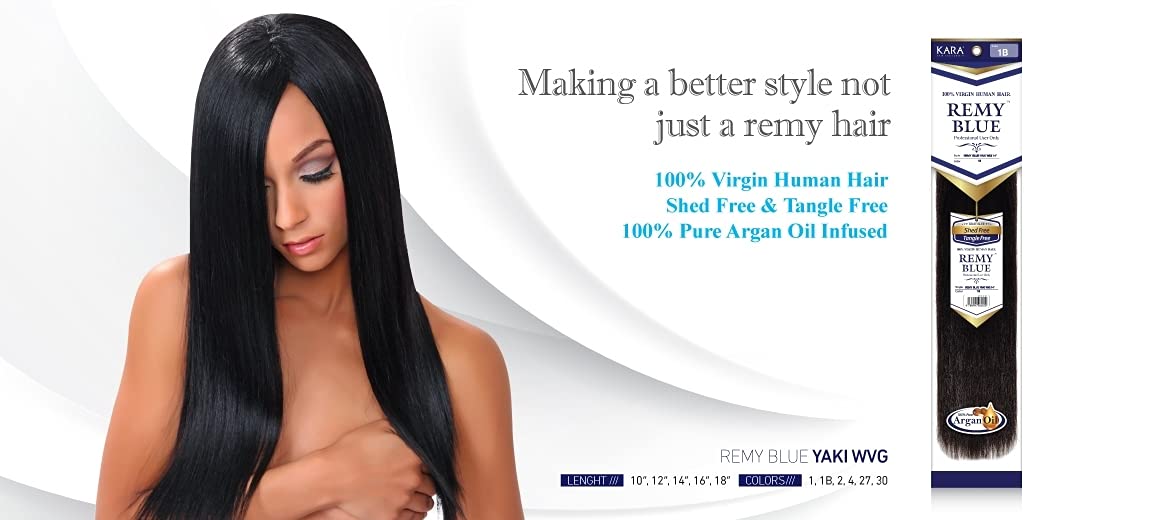 New Remy Yaky-Remy Blue 100% VIRGIN Human Hair Weave- Shed Free&Tangle Free (#1B, 14“ packs of 2)