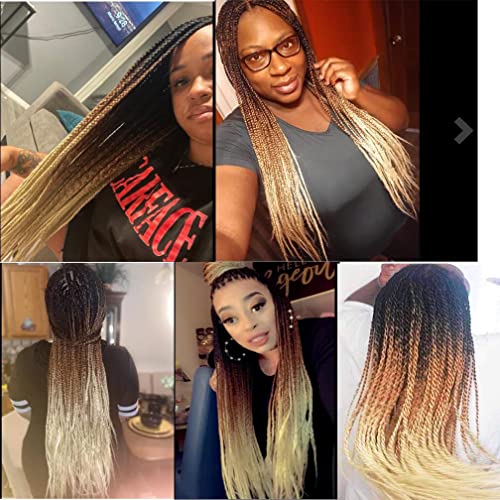 SHUOHAN 6 Packs Ombre Jumbo Braiding Hair Extensions 24 Inch High Temperature Synthetic Fiber Hair Extensions for Box Braids Braiding Hair (Black to Brown to Beige)