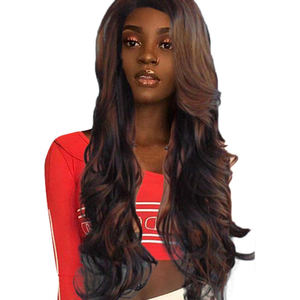 HELLORSO Hd Wigs Front Women Long Loose Wig Wavy Syntheic Wigs Curly Natural Full Wig Hair Wig Wigs For Asian Women Lace Frontal Wig Synthetic 13X4 Hd Lace Front Wigs Fiber For Heat Costume Brown
