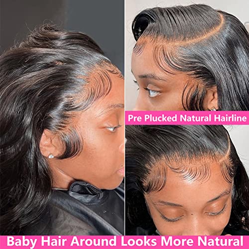 Yamikk 26 Inch 13x5 Body Wave Lace Front Wigs Human Hair For Black Women 180% Density HD Lace Front Human Hair Wigs Pre Plucked Natural Hairline Brazilian Lace Frontal Wigs With Baby Hair