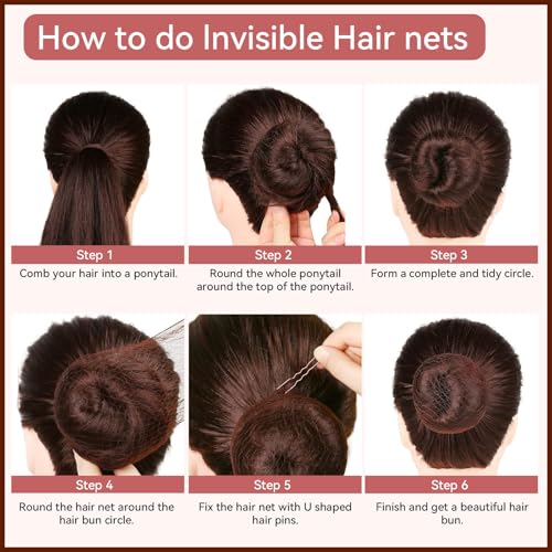 YaFex Hair Bun Maker Kit, 4 Pieces (1 Large, 2 Medium and 1 Small), A-Brown, 30 Pieces Accessories Including Hair Nets, Elastic Hair Ties, Hair Bobby Pins