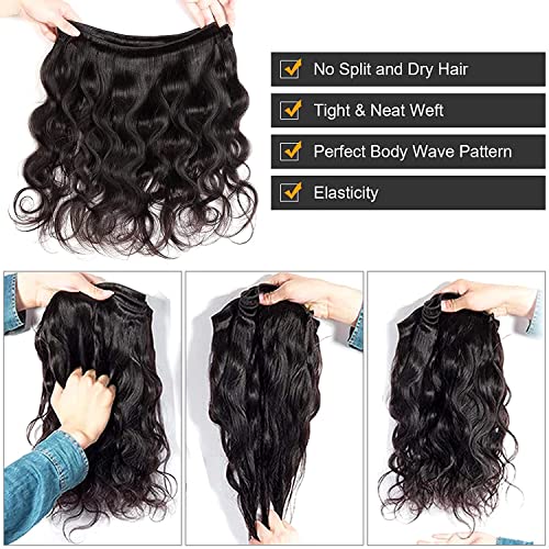 Human Hair Bundles Body Wave Bundles Human Hair 14 14 14 Inch 10A Brazilian Hair Bundles Human Hair 100% Unprocessed Virgin 3 Bundles Human Hair Weave Bundles Human Hair Extensions Natural Color