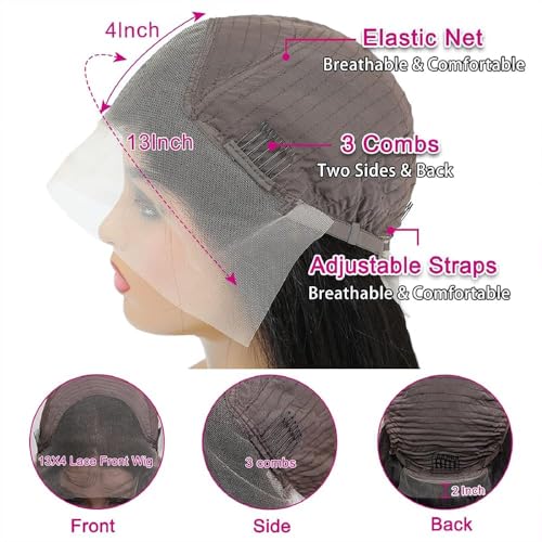 28 Inch Body Wave Lace Front Wigs Human Hair Pre Plucked 13x4 HD Transparent Lace Frontal Wigs Human Hair 180% Density Glueless Wigs Human Hair With Natural Black Hairline Baby Hair For Women
