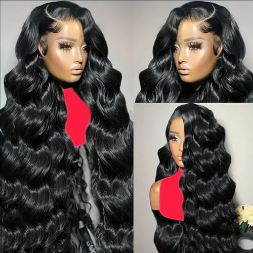 Yilike 28 Inch 13x6 Lace Front Wigs Human Hair Pre Plucked Body Wave HD Lace Front Wigs Human Hair 180% Density Frontal Glueless Wigs Human Hair with Baby Hair