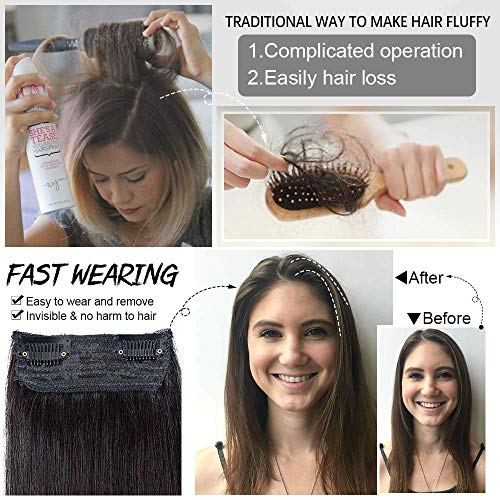 FEIPRO Real Remy Human Hair Clip in Hair Extensions Short Straight Thick Double Weft One Piece Hair Pieces for Thinning Hair Invisible Hairpin Increase Women Men Hair Volume 8 inch#2 Brown