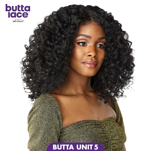 Sensationnel Butta lace front wigs - butta unit 5 glueless extra wide 5 inch deep part synthetic wig preplucked hairline hd lace with babyhair - Butta unit 5 (1B OFFBLACK)