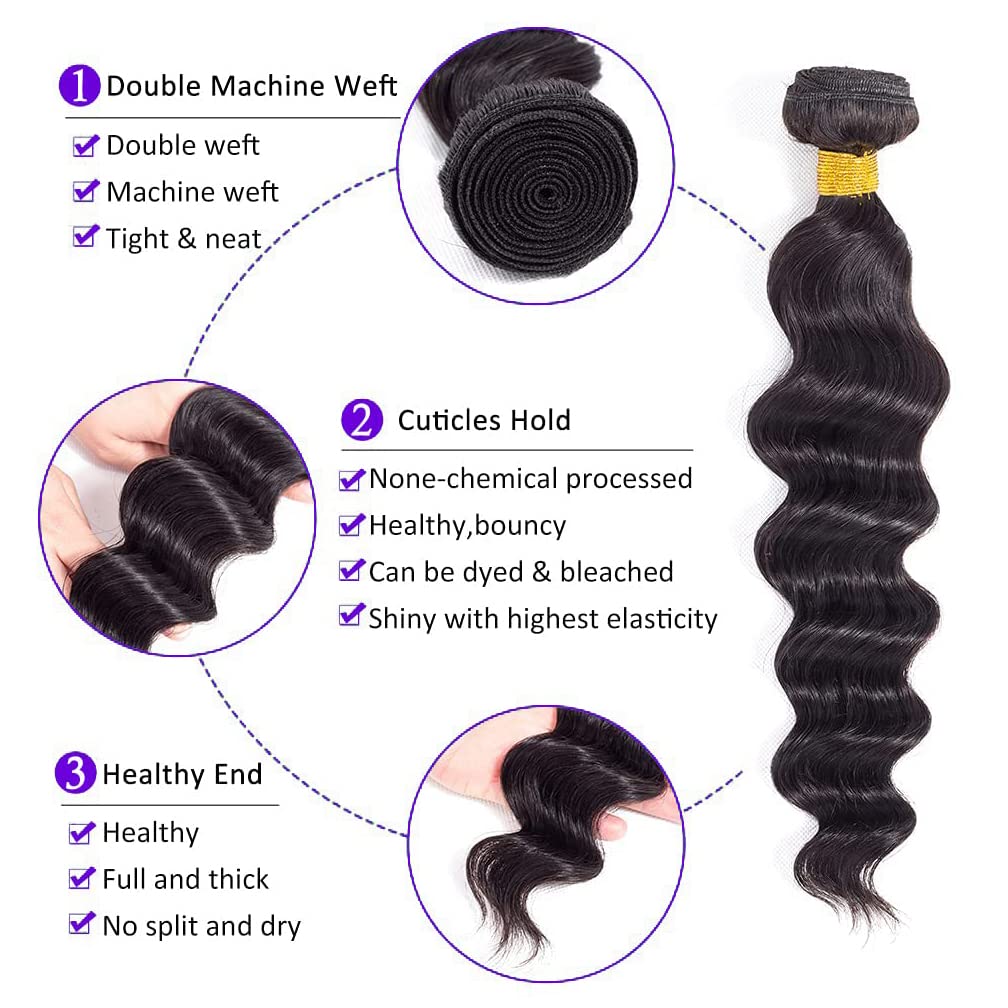 Loose Deep Wave Bundles 26 28 30 with 22 Closure Pre Plucked with Baby Hair Best Brazilian Human Hair Bundles with Closure Loose Deep Unprocessed Virgin Human Hair Bundles with Closure Free Part