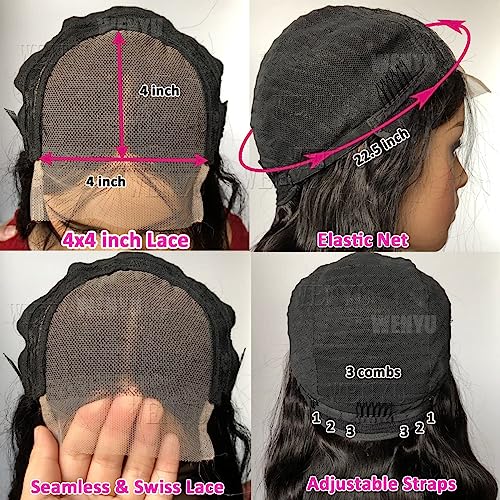Levergreen Body Wave Lace Front Wigs Human Hair Pre Plucked Glueless 4x4 Lace Closure Wigs Human Hair Wigs For Black Women Human Hair Wig Body Wave Frontal Wigs Human Hair (Closure Wig, 22 Inch)