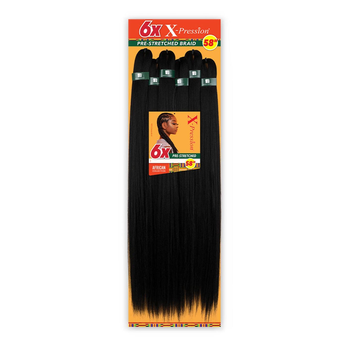 Sensationnel Braids African Collection 6X X-Pression Pre-Stretched Braid 58" (1-PACK, 2)