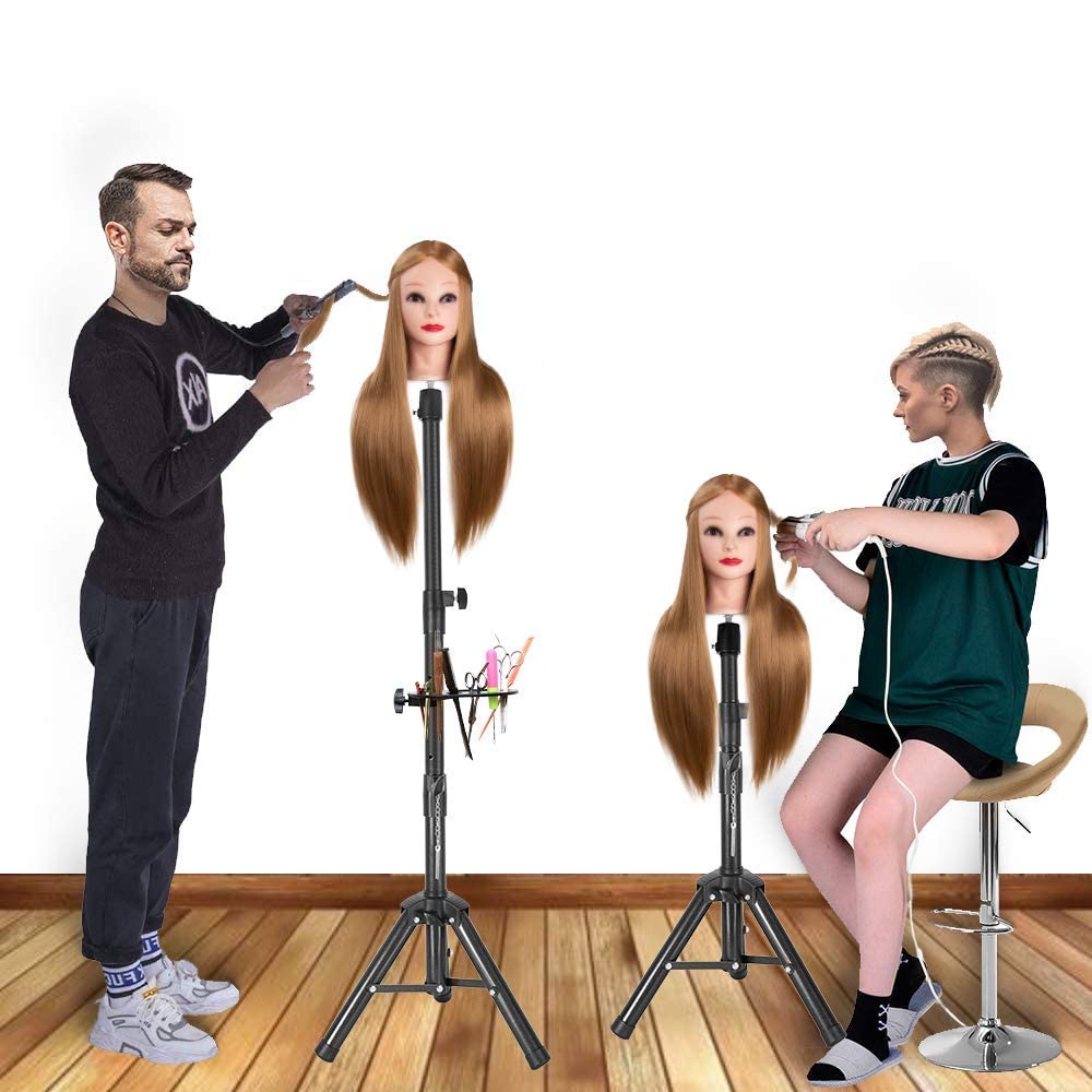 AliLeader 55 Inch Wig Stand Tripod with Head Heavy Duty Wig Stand Tripod Wig Head Stand with Mannequin Head Wig Tripod Stand with Tool Tray (Mannequin Head Not Included)
