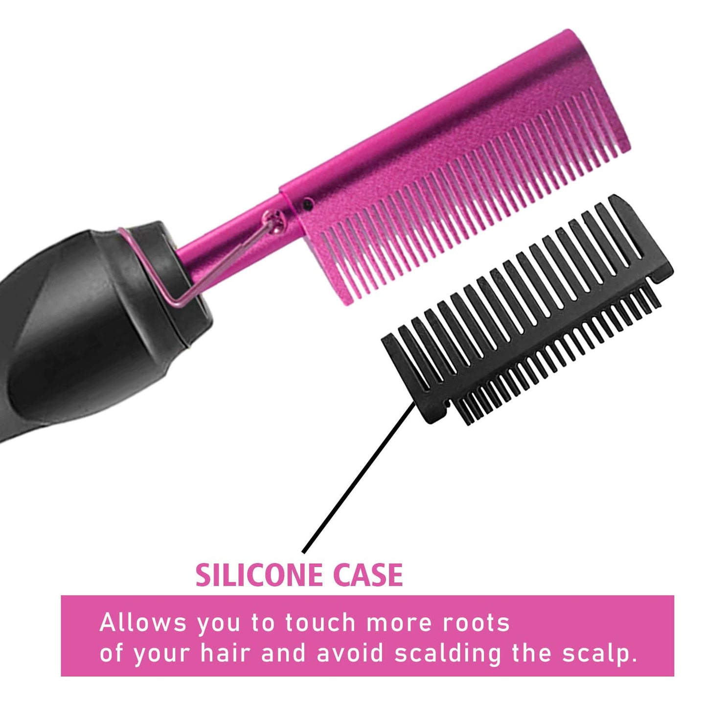 Hot Comb Hair Straightener for Natural Black Hair and Lace Front Wigs - Electric Heat Pressing Comb Set With Lace Melting Spray and Wig Glue Kit