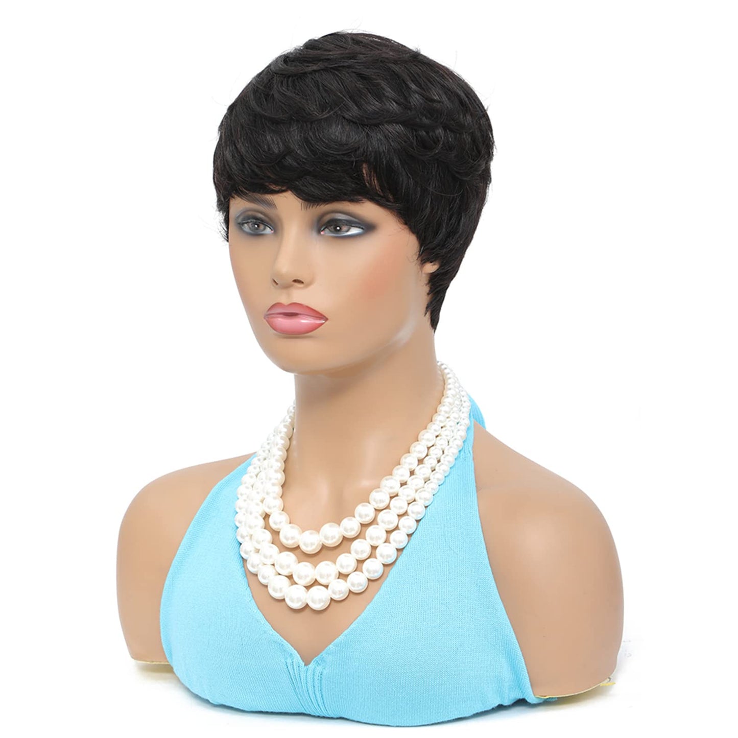 YOUKNOWIG Pixie Cut Straight Short Bob Wig for Black Women 100% Brazilian Human Hair Full Machine Made Wigs Natural Black Color