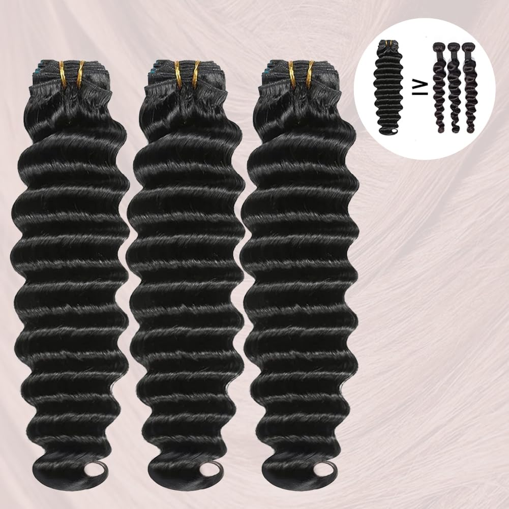 YISEA 16A Loose Deep Wave Bundles Human Hair (24 22 20 inches) Virgin Human Hair Bundles 100% Unprocessed Loose Deep Wavy 3 Bundles Thick Brazilian Remy Hair for Women Natural Color