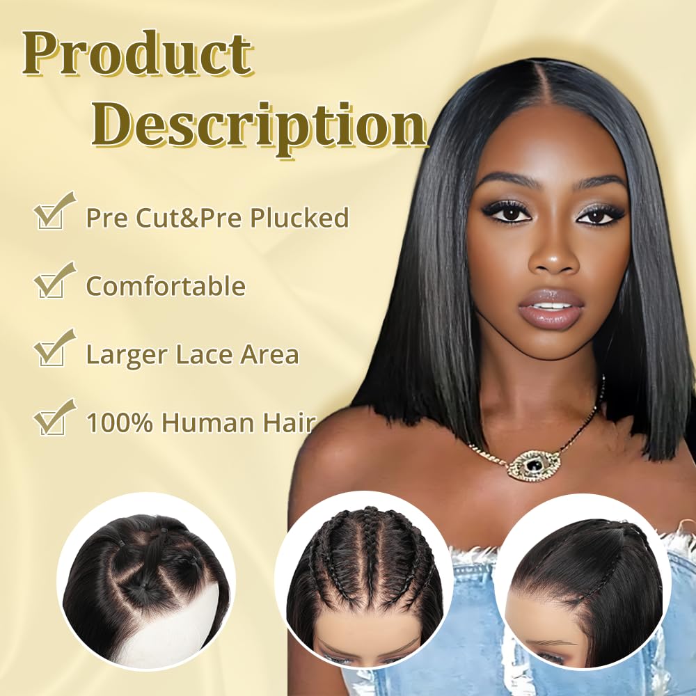 Ombre Bob Wig Human Hair 4/27 Highlight Honey Blonde Lace Front Bob Wigs Human Hair 200% Density Glueless Wigs Human Hair Pre Plucked Pre Cut 9x6 HD Lace Front Wigs Human Hair for Black Women 12 inch