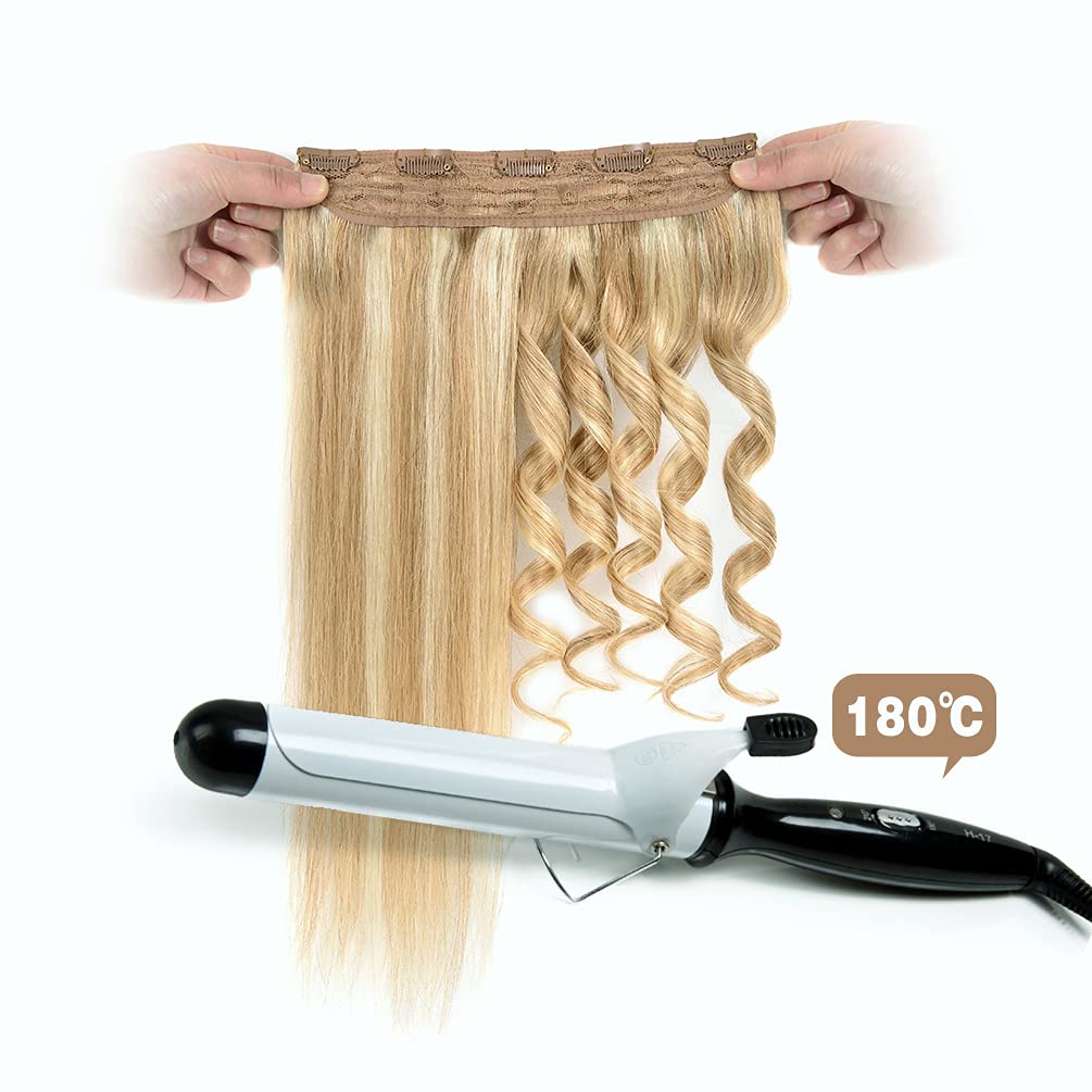 Winsky Hair Extensions Real Human Hair Clip in - One Piece Brown Highlights Blonde Remy Hair Pieces 70gram for Women (14inch, 18/613)