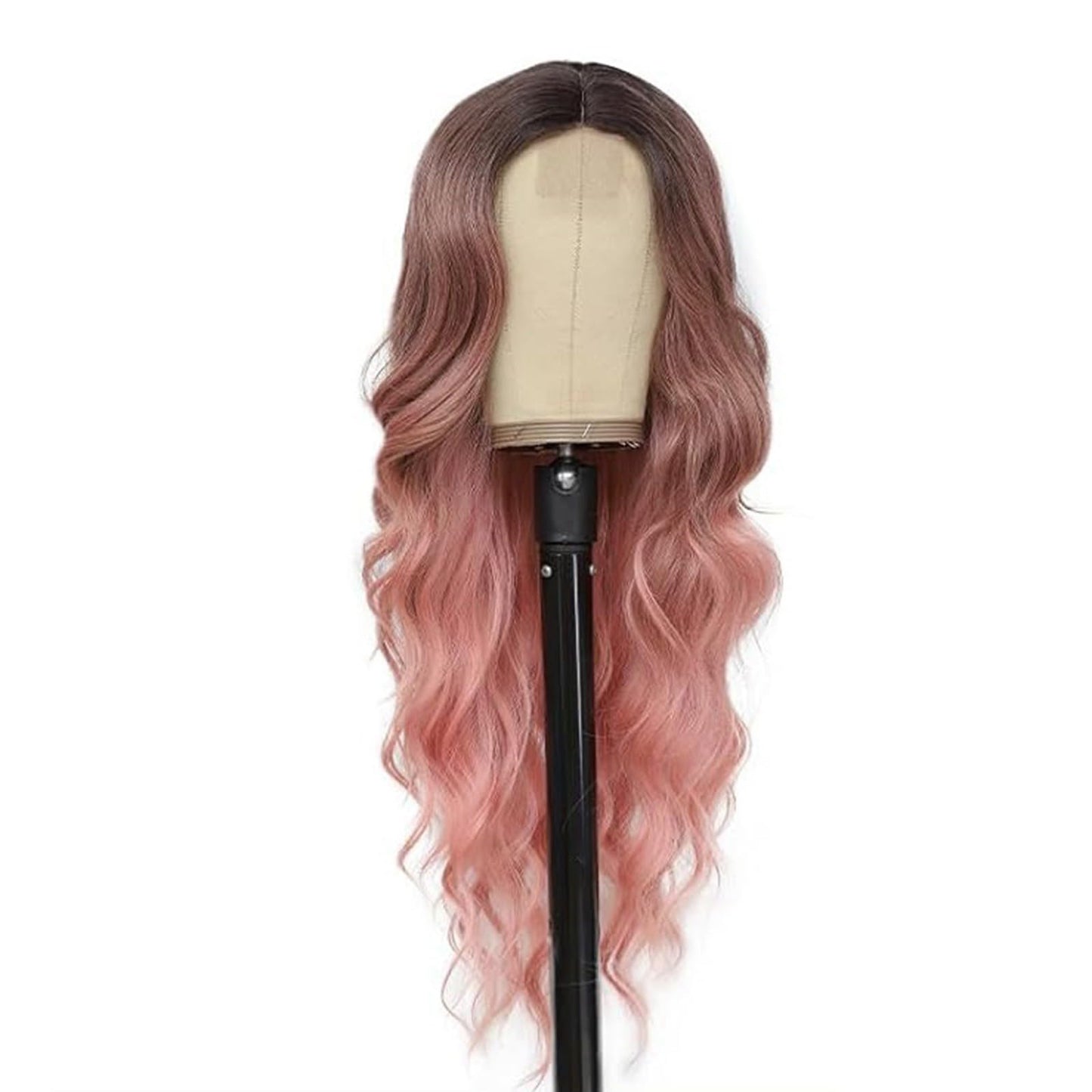 YruYptpaln Deep Wave Lace Front Wigs Wigs Glueless Wear And Go Wet and Wavy Lace Front Wigs Middle Part Wigs for White Women(Pink, One Size)