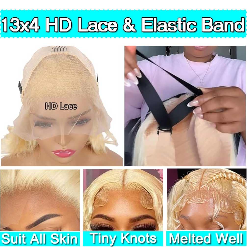 WPPIKK 613 Lace Front Wig Human Hair 180 Density Blonde Wig Human Hair Wet and Wavy Wigs for Black Women Glueless HD Lace Frontal Wigs (22 Inch)