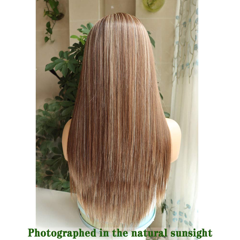 G&T Wig Headband Wigs for Women Long Straight Honey Blonde Highlights Wig Silky Straight Heat Resistant Wigs for Daily Party Use(24inch) …