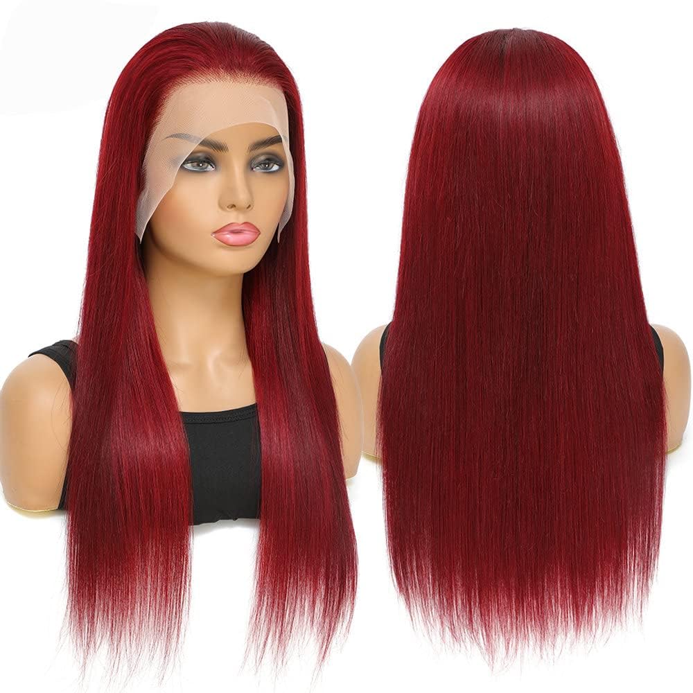 32 Inch Burgundy Wig Human Hair 99j Burgundy Lace Front Wigs Human Hair Red Human Hair Lace Front Wigs 200 Density 13x6 Hd Frontal Glueless Colored Wigs Human Hair Straight Wigs Human Hair Pre Plucked