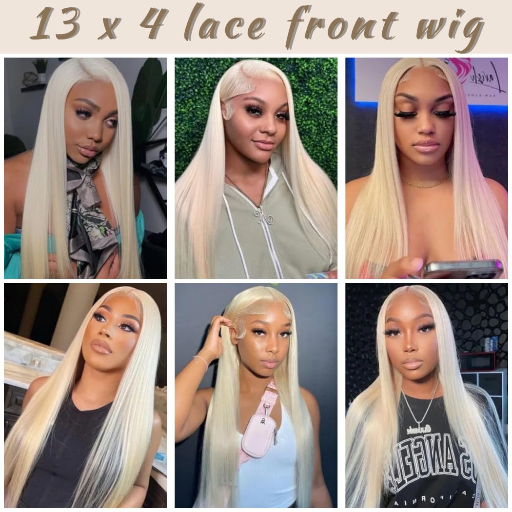 Koreyo Lace Front Wig Pre Plucked 13x4 HD Glueless Honey Blonde Lace Front Wig for Women Natural Looking Synthetic Heat Resistant Fiber Lace Wig (26 Inch) (Platinum Blonde)