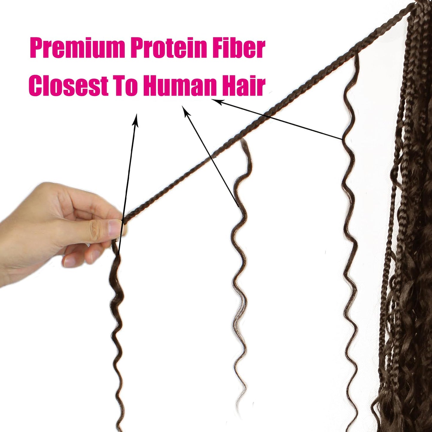 Boho Crochet Braids Pure Protein Fiber Close to Human Hair 24 Inch Goddess Box Braids with Soft Curls Bohemian Braids Crochet Hair for Black Women (24Inch #4)