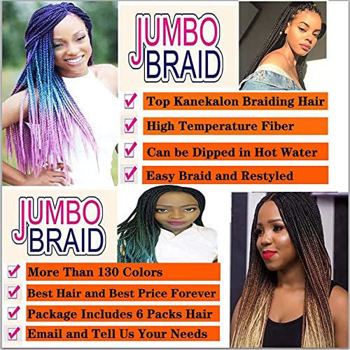 SHUOHAN 6 Packs Ombre Jumbo Braiding Hair Extensions 24 Inch High Temperature Synthetic Fiber Hair Extensions for Box Braids Braiding Hair (Black to Brown to Beige)