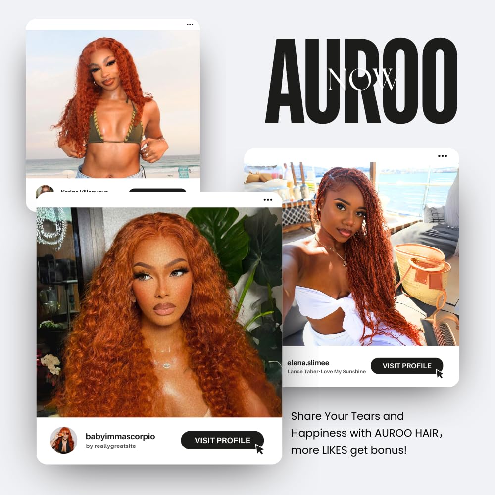 AUROO Ginger Bundles Human Hair Deep Wave Burnt Orange 350 Human Hair Bundles Curly Ginger Hair Unprocessed 10A Virgin Remy Weave Bundles Human Hair Sew In Soft Thick Single Bundles Human Hair 16 Inch