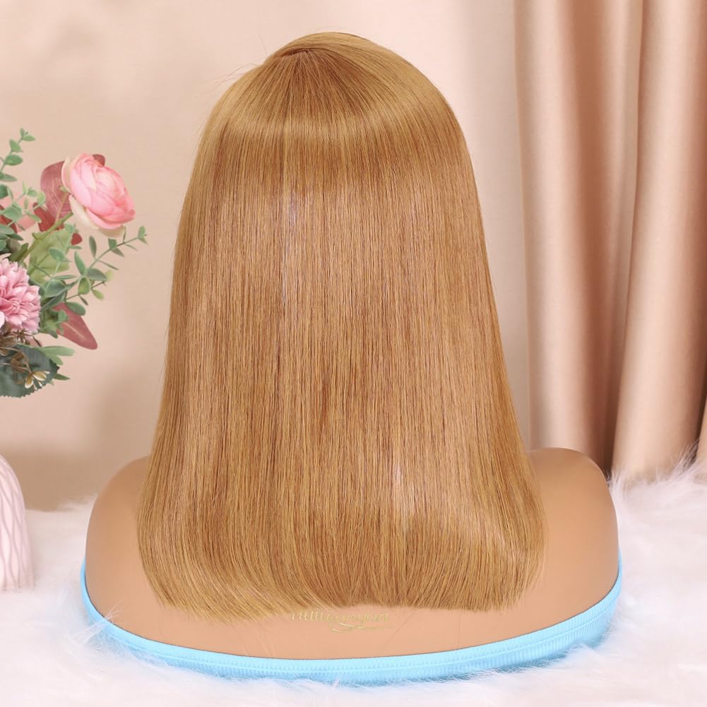 HUIWANYAN Hihmarm Honey Blonde Wig Human Hair #30 Bob Wig Human Hair Glueless 13x4 Hd Lace Front Wigs For Black Women Bob Lace Front Wigs Human Hair Pre Plucked 180% Density Short Wigs 12 Inch