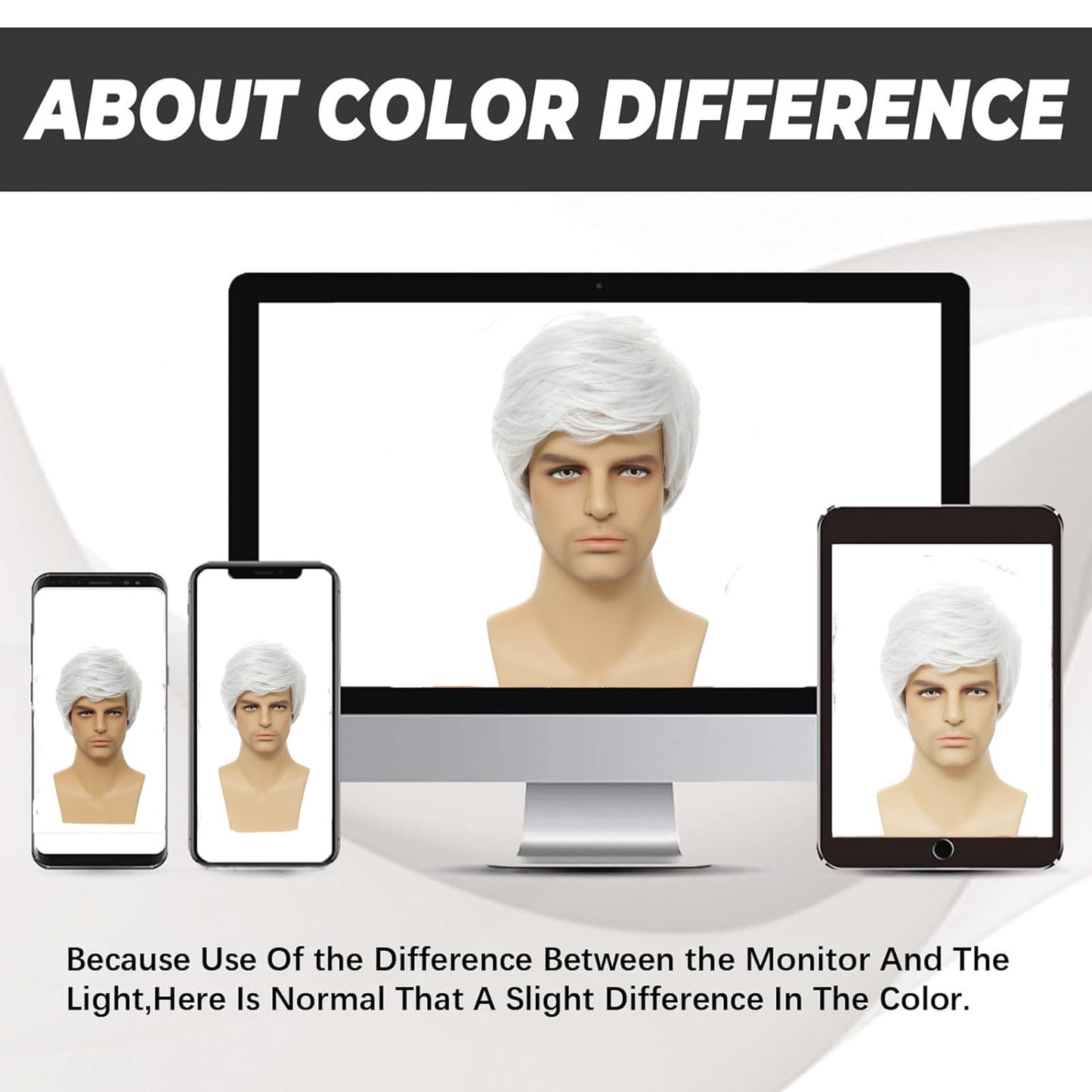DARLIN HAIR Mens Wigs Short White Wig Men Synthetic Heat Resistant Layered Natural Halloween Cosplay Costume Wig