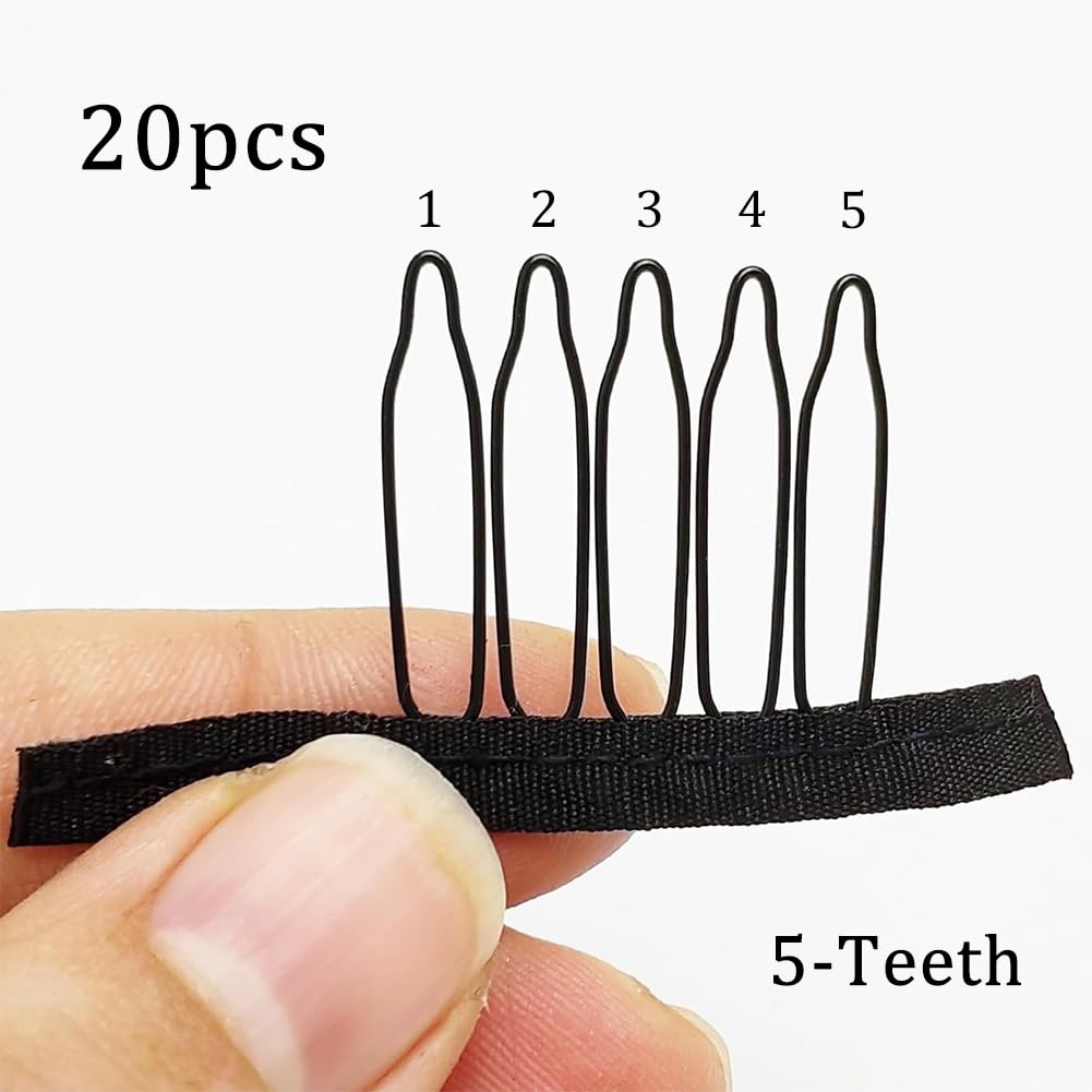 20 Pieces Wig Combs Wig Clips Wig Combs to Secure Wig 5-teeth Wig Accessories Tools For Making Wig