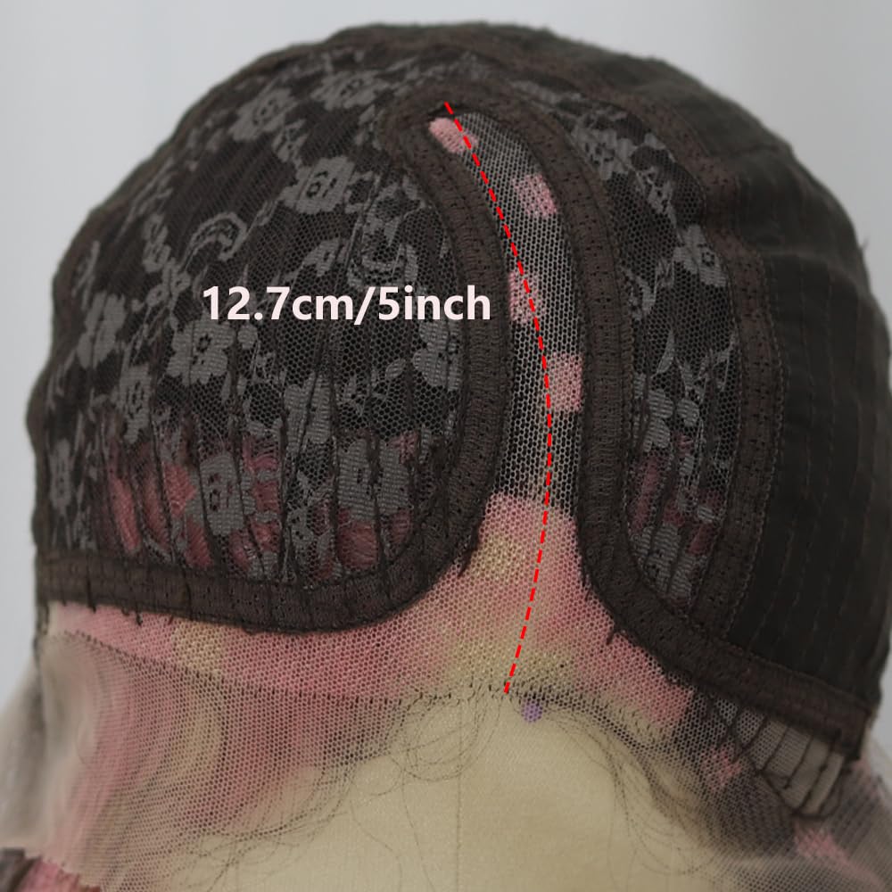 SISIFIRE Highlight Pink Body Wave Lace Front Wigs for Women 13 * 5 * 1 Inch Heat Resistant Fiber Ombre Pink Wavy Wig with Baby Hair Synthetic Lace Front Wig for Daily Party Use