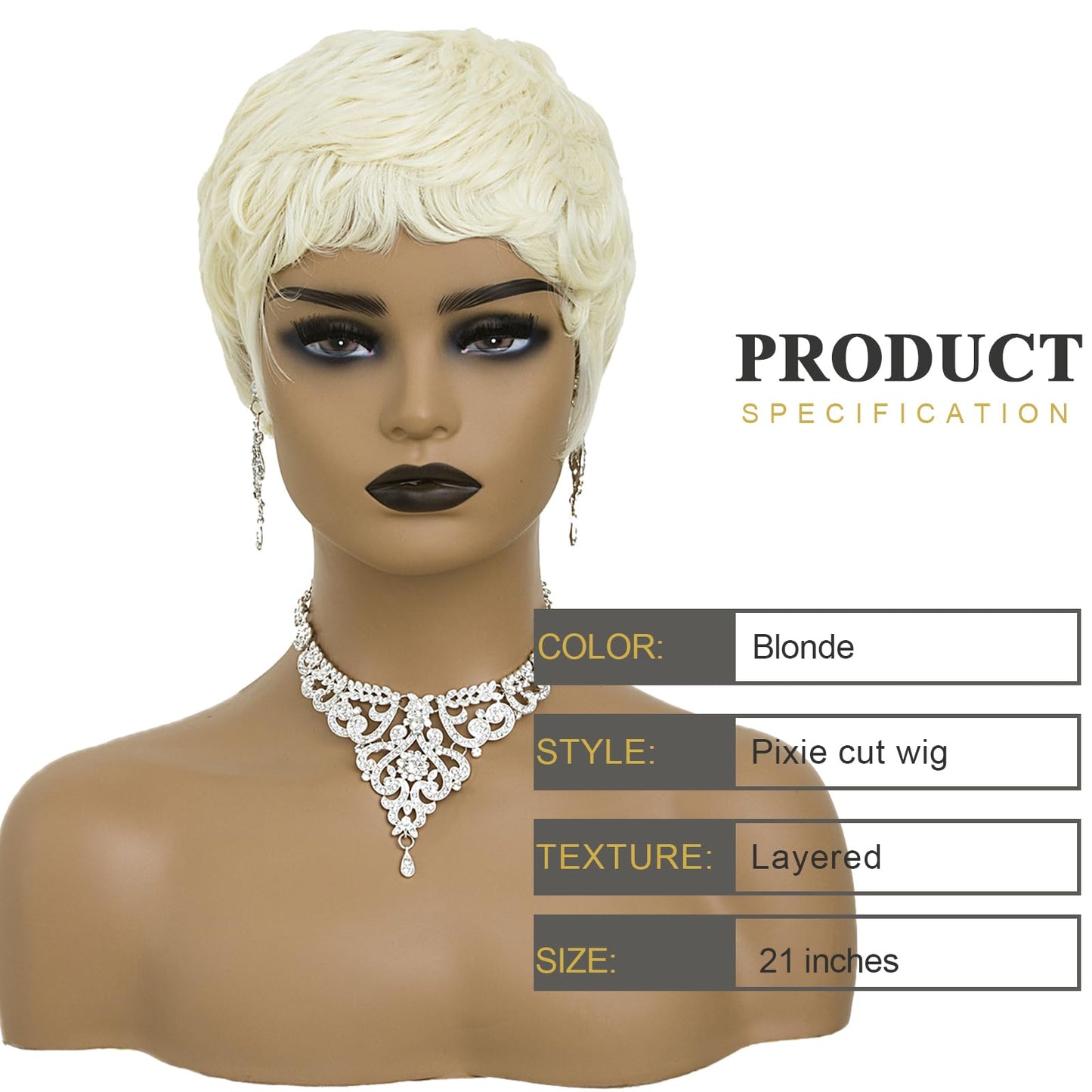 BOBCOO Short Blonde Pixie Cut Wigs For Black Women Short Wigs With Bangs Short Wigs For Black Women Layered Wigs(Blonde)
