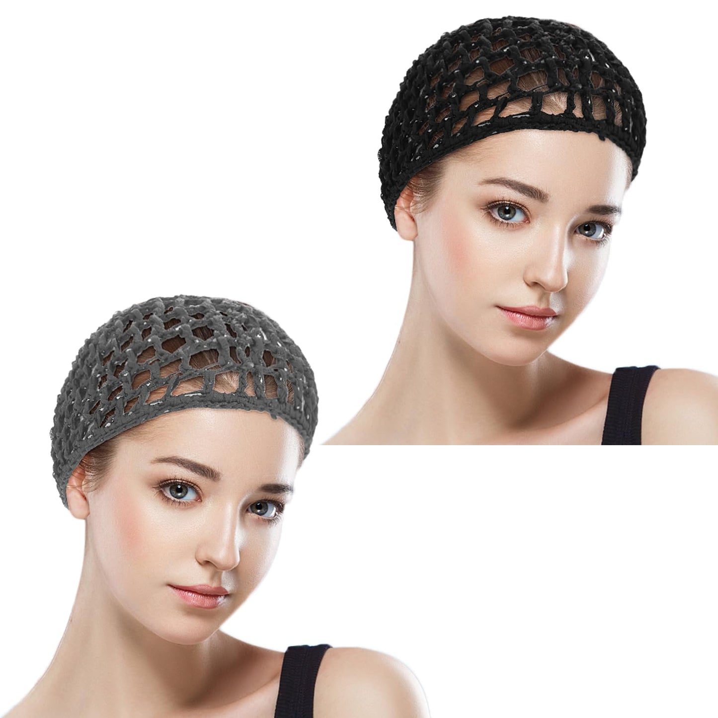 WLLHYF 2 PCS Wig Cap Hair Net Sleeping Bonnets Essentials Hairnets Elastic Bands Wrap Grip Crochet Braided Satin Cosplay Head Making Fix Mesh Sew Headwear Night Hats Women Men