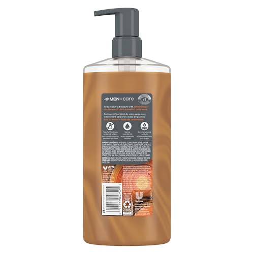 DOVE MEN + CARE Body Wash Sandalwood + Cardamom Oil to Rebuild Skin in the Shower with Plant-Based Cleansers and Moisturizers 26 oz