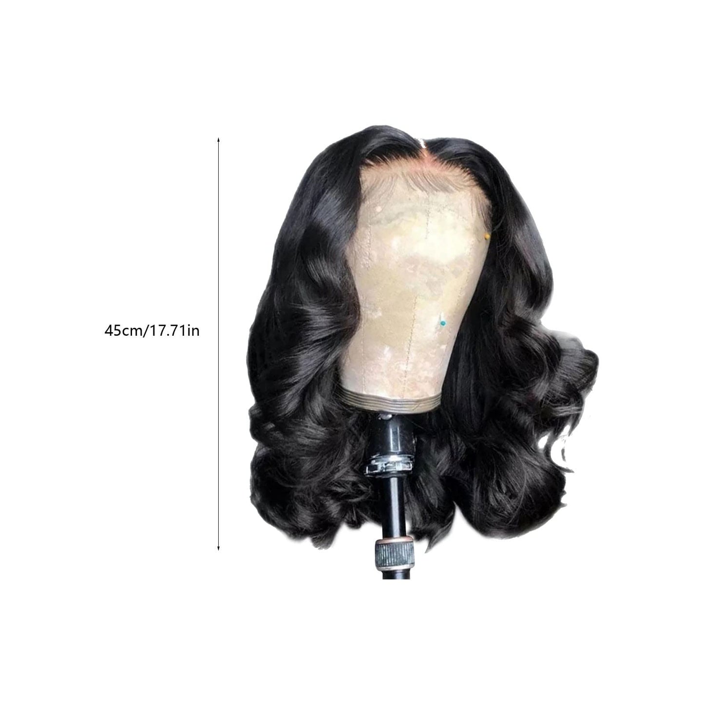 YruYptpaln Lace Front Wigs Short Straight Glueless Wig HD Transparent Lace Frontal Wig Natural Hairline Pre Plucked V Part Wigs for Women(Black)