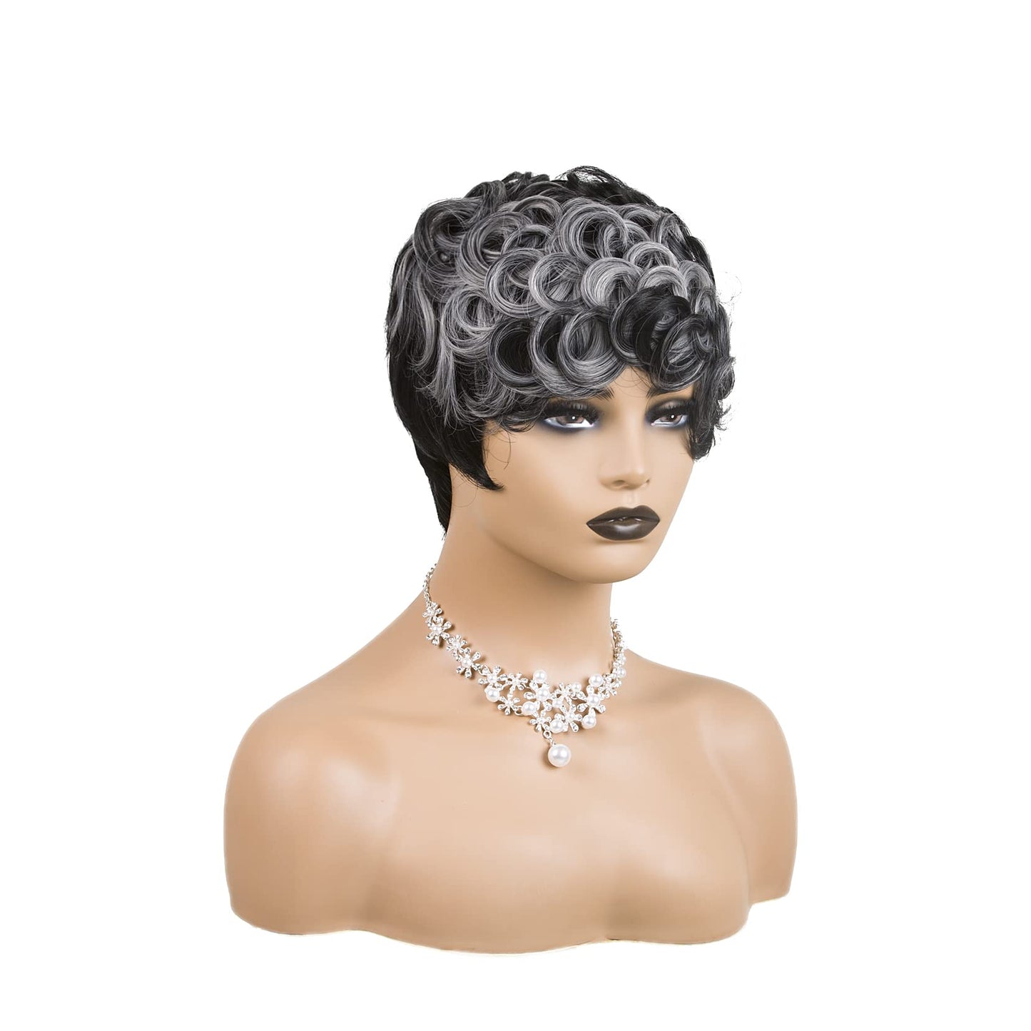 BOBCOO Pixie Cut Wig Short Wigs for Black Women Short Pixie cut Wigs for Black Women (Black & Grey)