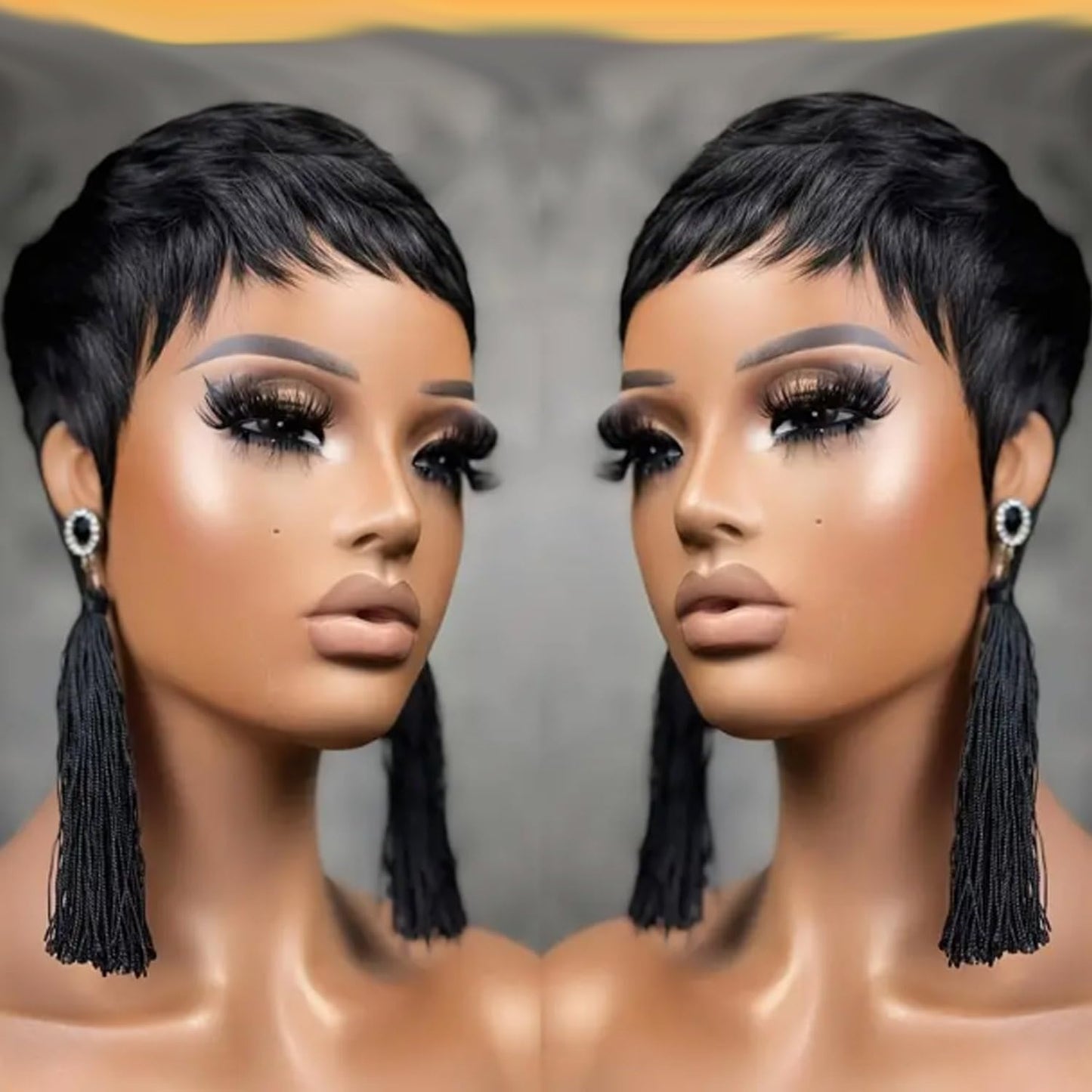 Yviann Pixie Cut Wig Human Hair Short Pixie Wigs for Black Women Human Hair Glueless Full Machine Made Wig Glueless Wear and Go Natural black 1B