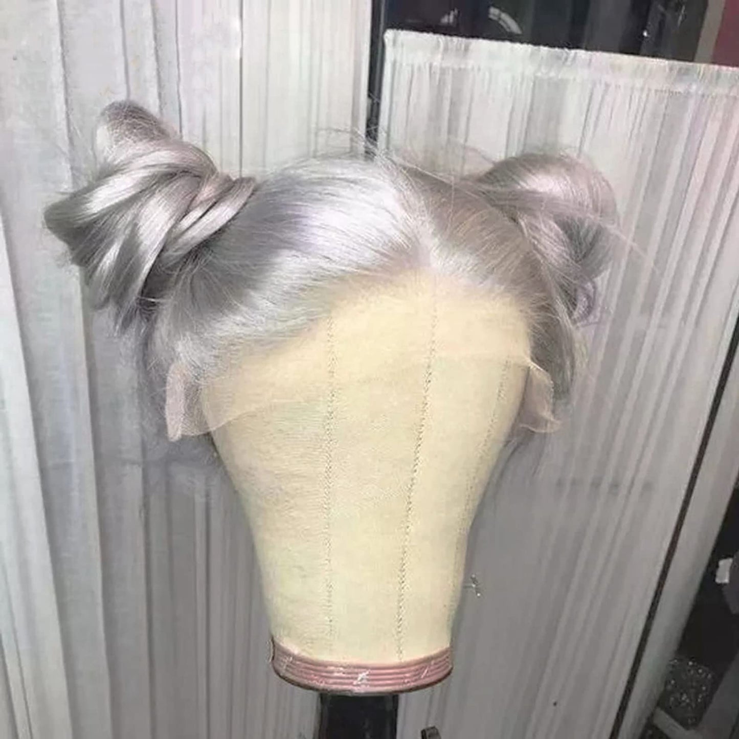 ANDRIA Lace Front Wigs Glueless Synthetic Long Silk Straight Natural Heat Resistant Fiber Hair Grey Wig With Baby Hair For Black Women 24 Inches