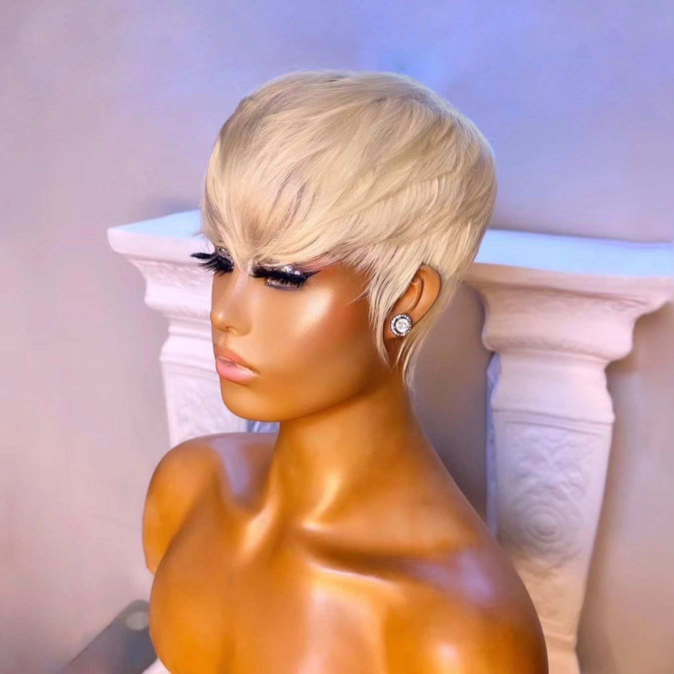 PangDongLai Short Layered Pixie Cut Wigs for Black Women Pixie Cut Human Hair Wigs for Women10A Daily Use Hair Chic Elegent Brazilian Virgin Straight Human Hair (613)