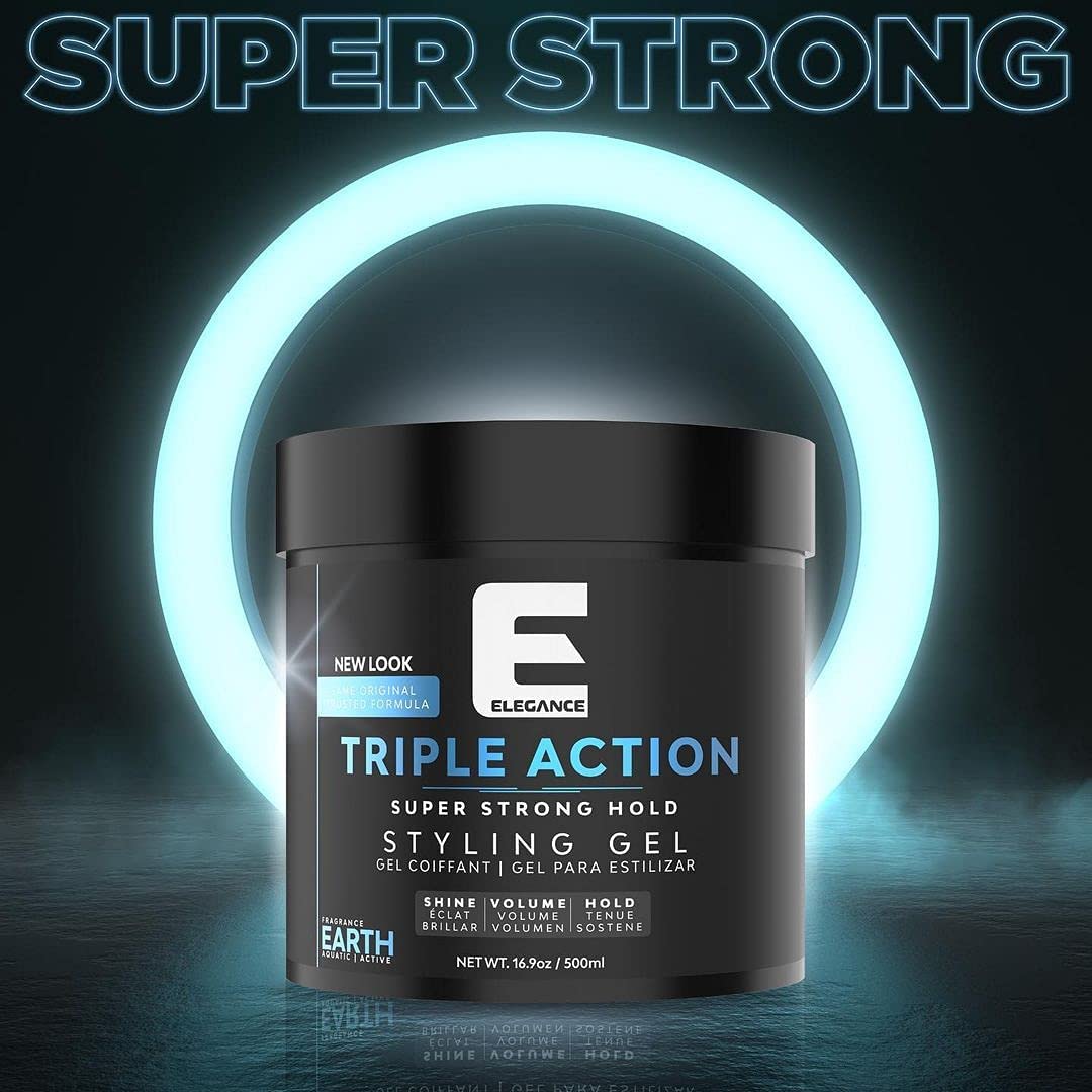 E Elegance Venus Fragrance Triple Action Hair Gel for Men And Women - Super Strong Hold, Extreme Volume, And Long Lasting Shine - Flake Free And Refreshing Fragrance - All Hair Types, 8.45 oz