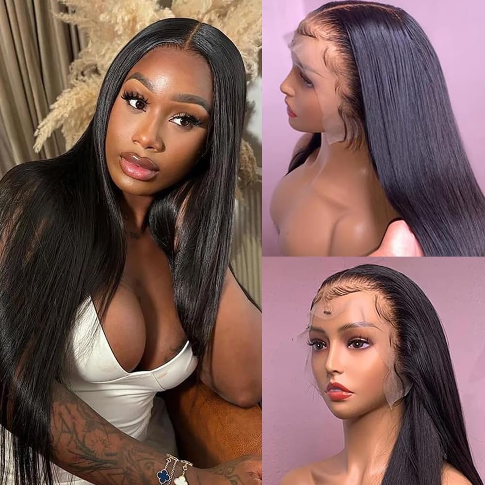 Karlami 13x6 Straight Lace Front Wigs Human Hair 20 Inch HD Lace Front Wigs Human Hair 150% Density 13x6 Frontal Wigs Human Hair Pre Plucked for Women Gluless Wigs with Baby Hair
