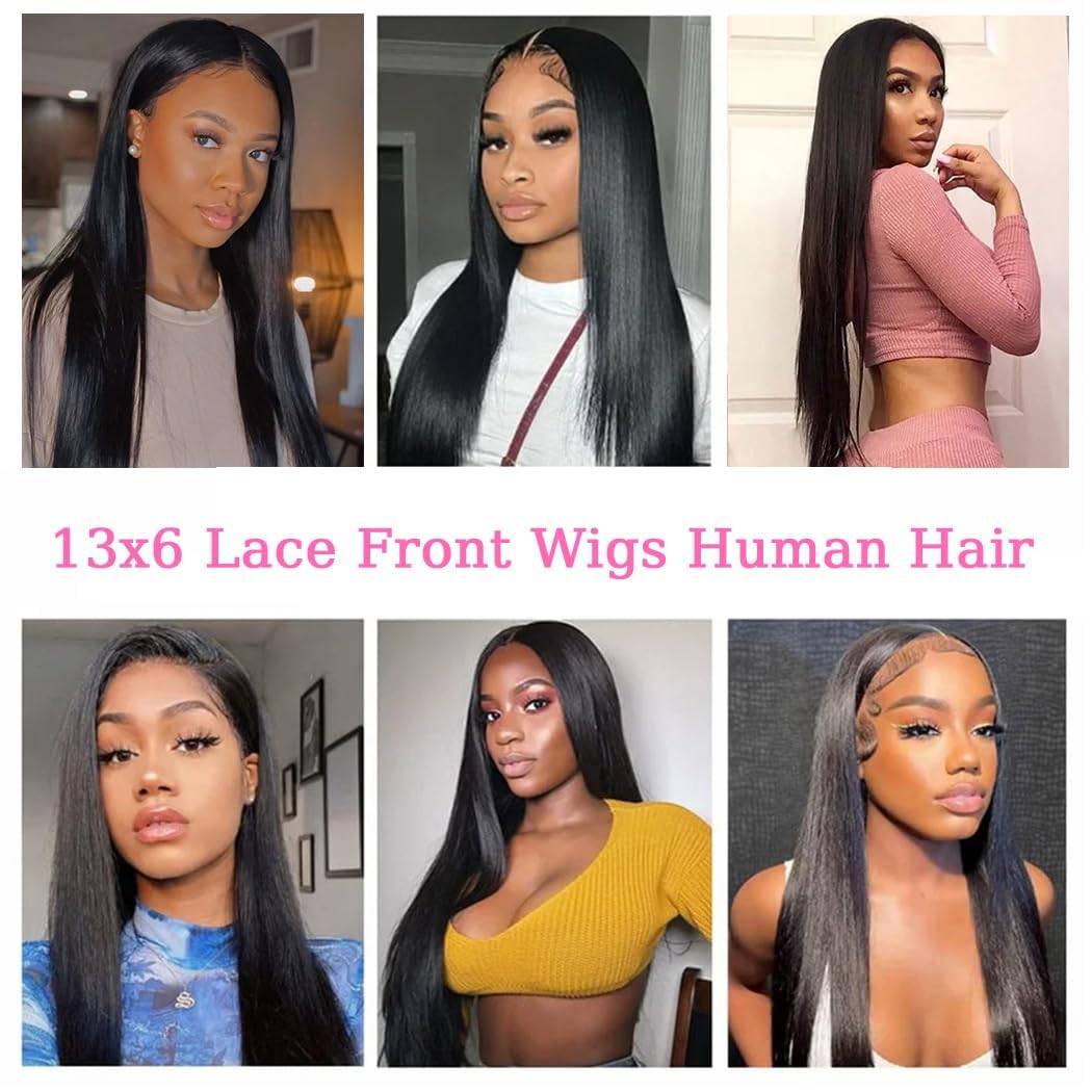 Karlami 13x6 Straight Lace Front Wigs Human Hair 20 Inch HD Lace Front Wigs Human Hair 150% Density 13x6 Frontal Wigs Human Hair Pre Plucked for Women Gluless Wigs with Baby Hair