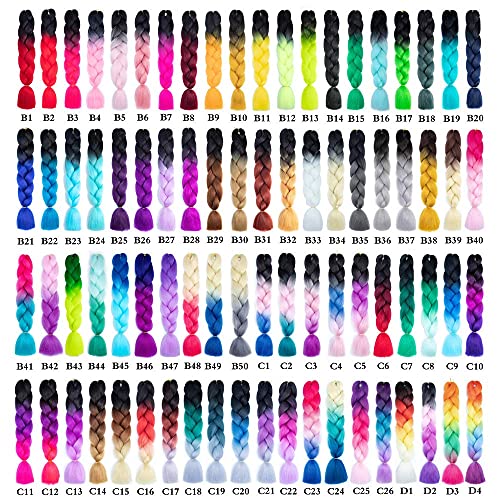 SHUOHAN 6 Packs Ombre Jumbo Braiding Hair Extensions 24 Inch High Temperature Synthetic Fiber Hair Extensions for Box Braids Braiding Hair (Black to Brown to Beige)