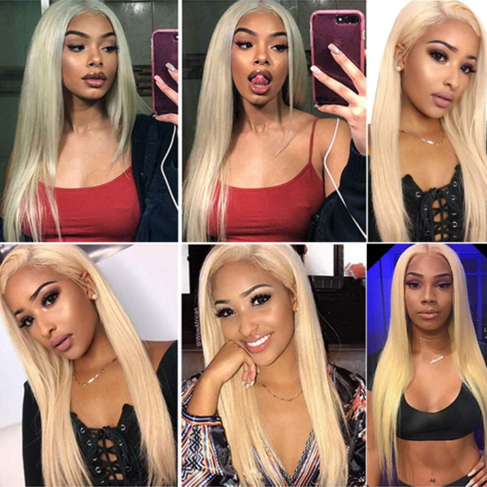 LAPONDAI 613 Blonde 3 Bundles Human Hair Straight Hair (18 20 22) 8A Brazilian Body Wave Blonde Human Hair Bundle 100% Virgin Remy Hair 613 Bundles Human Hair Extensions (#613 Straight)