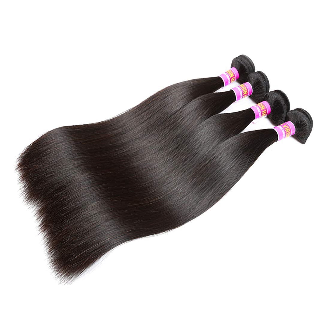 RN BEAUTY Brazilian Straight Virgin Hair 4 Bundles Deals Mink Unprocessed Remy Hair Good Cheap Weave Wefts Human Hair Extensions 50g/Piece 200Gram Natural Black Color 10 10 10 10 Inches
