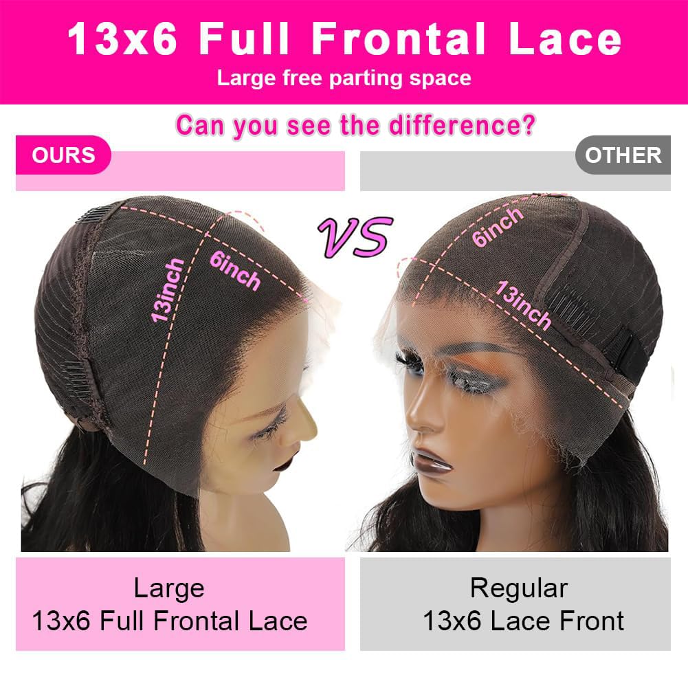 13x6 HD Lace Front Wigs Human Hair Pre Plucked Pre Bleached Knots with Baby Hair Glueless Lace Frontal Wigs Brazilian Unprocessed Waterfall Straight Human Hair Wigs for Women 200% Density (22 Inch)