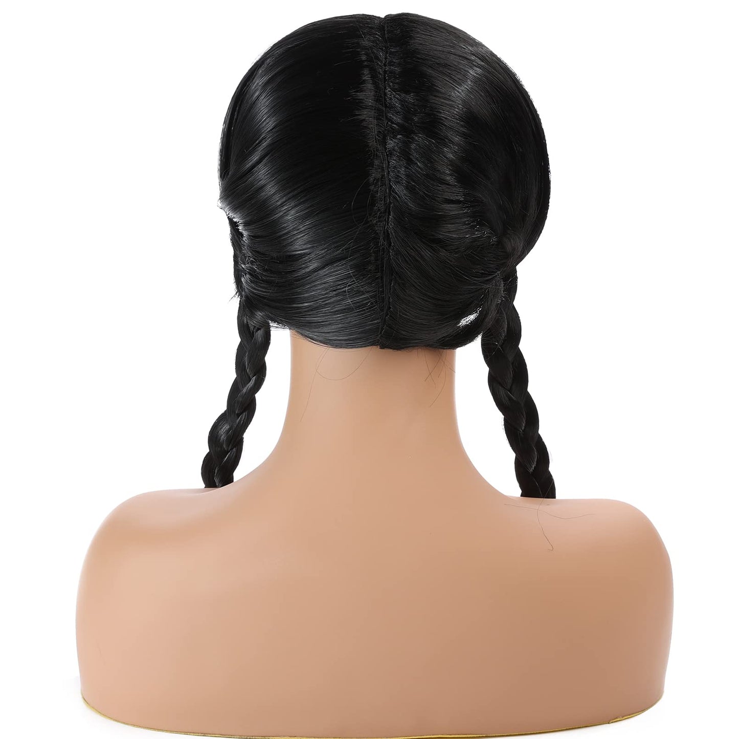 WanBigVa Long Black Braided Wig with Bang for Kids Girls Gothic Party Cosplay Hair for Halloween Costume Dress-up